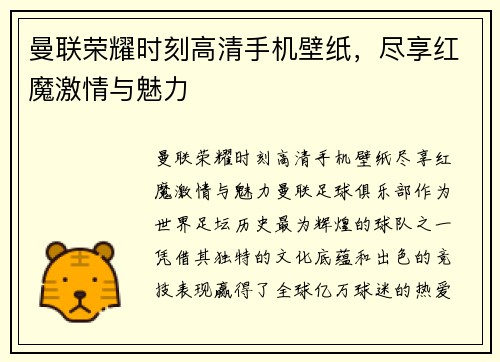 曼联荣耀时刻高清手机壁纸，尽享红魔激情与魅力
